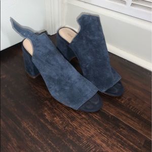 Suede open toe booties